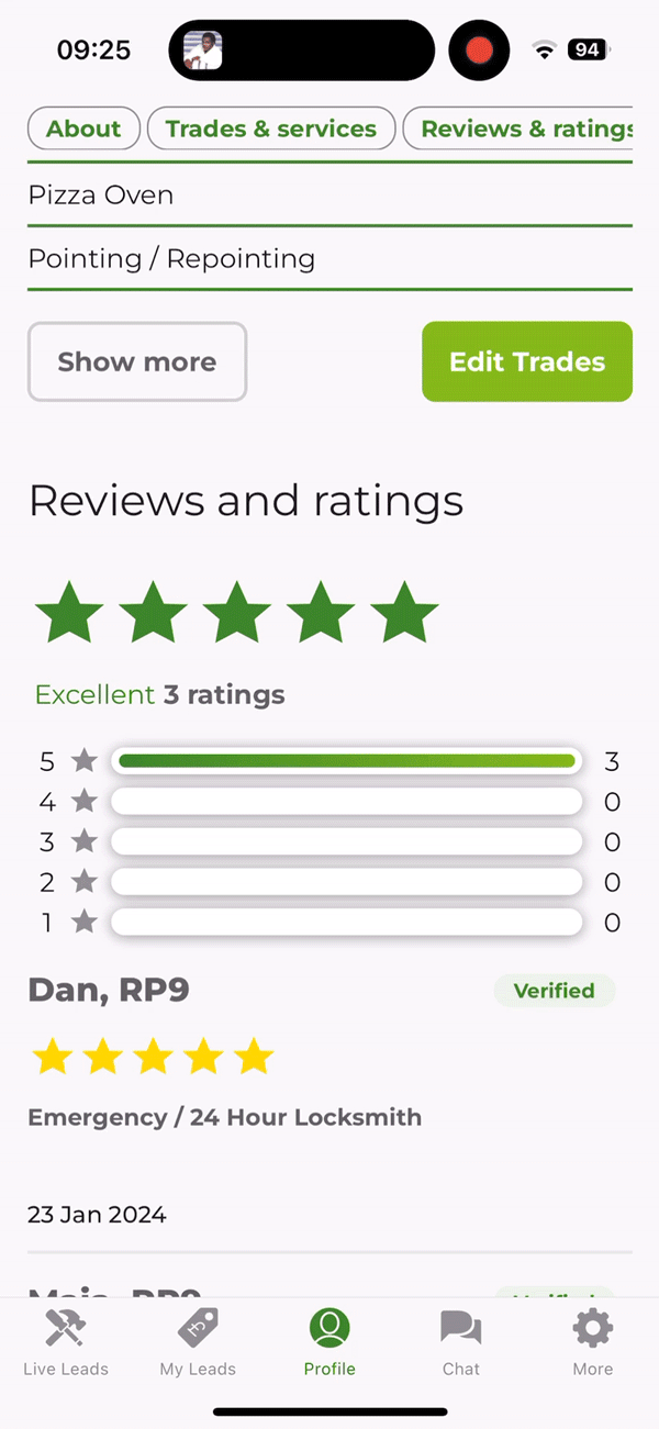 Phone showing job leads