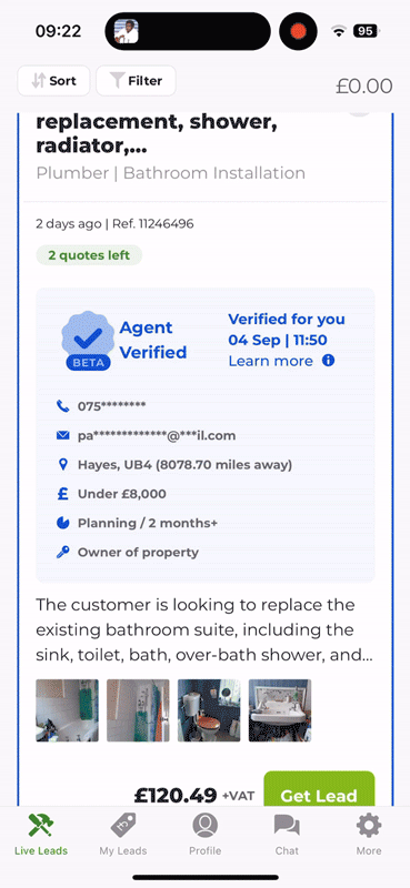 Phone showing job leads